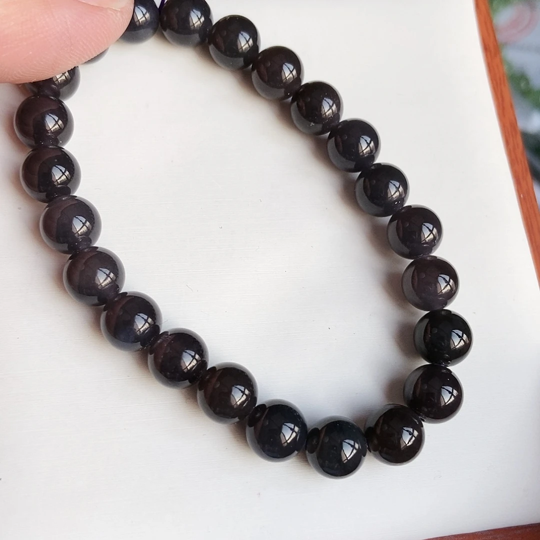 和田玉手链未镶嵌8mm帝王紫