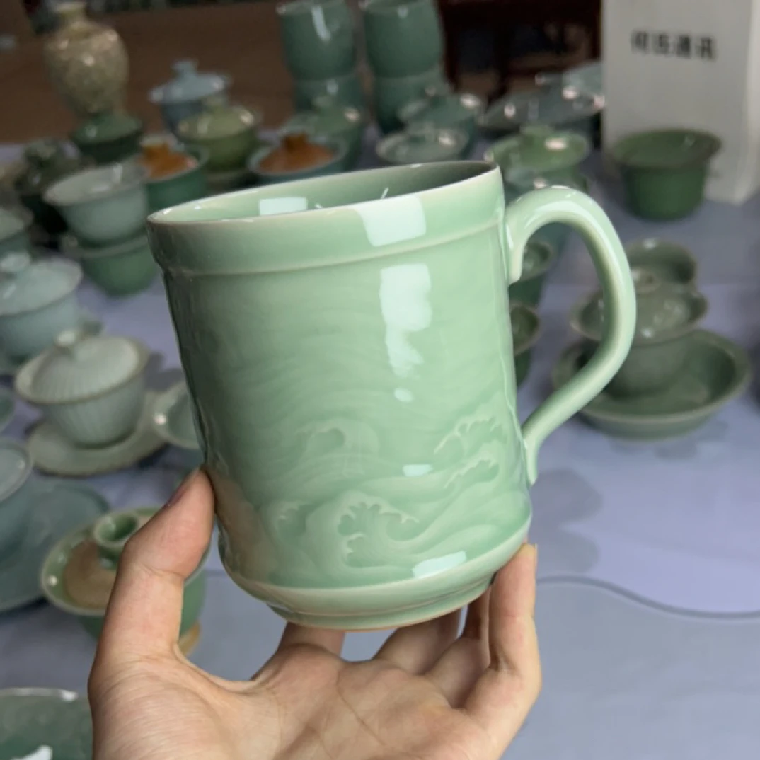 云间青瓷 海浪马克杯大容量梅子青