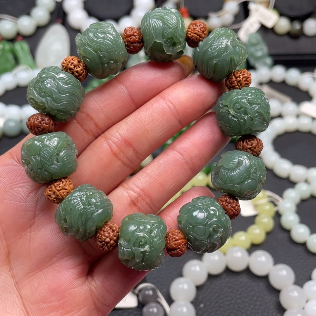 和田玉银S925镶嵌手链