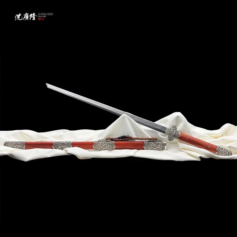 沈广隆龙泉沈广隆—惊鸿唐刀 红木 白铜 花纹钢 手工锻打 未开刃