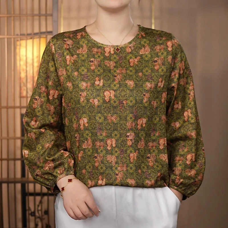 【139福禄双全】2025年新款长袖衬衫时尚百搭洋气长袖圆领衬衣女