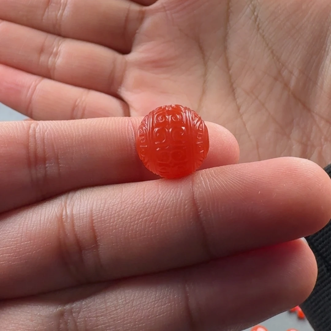 南红玛瑙未镶嵌回纹珠13.5mm