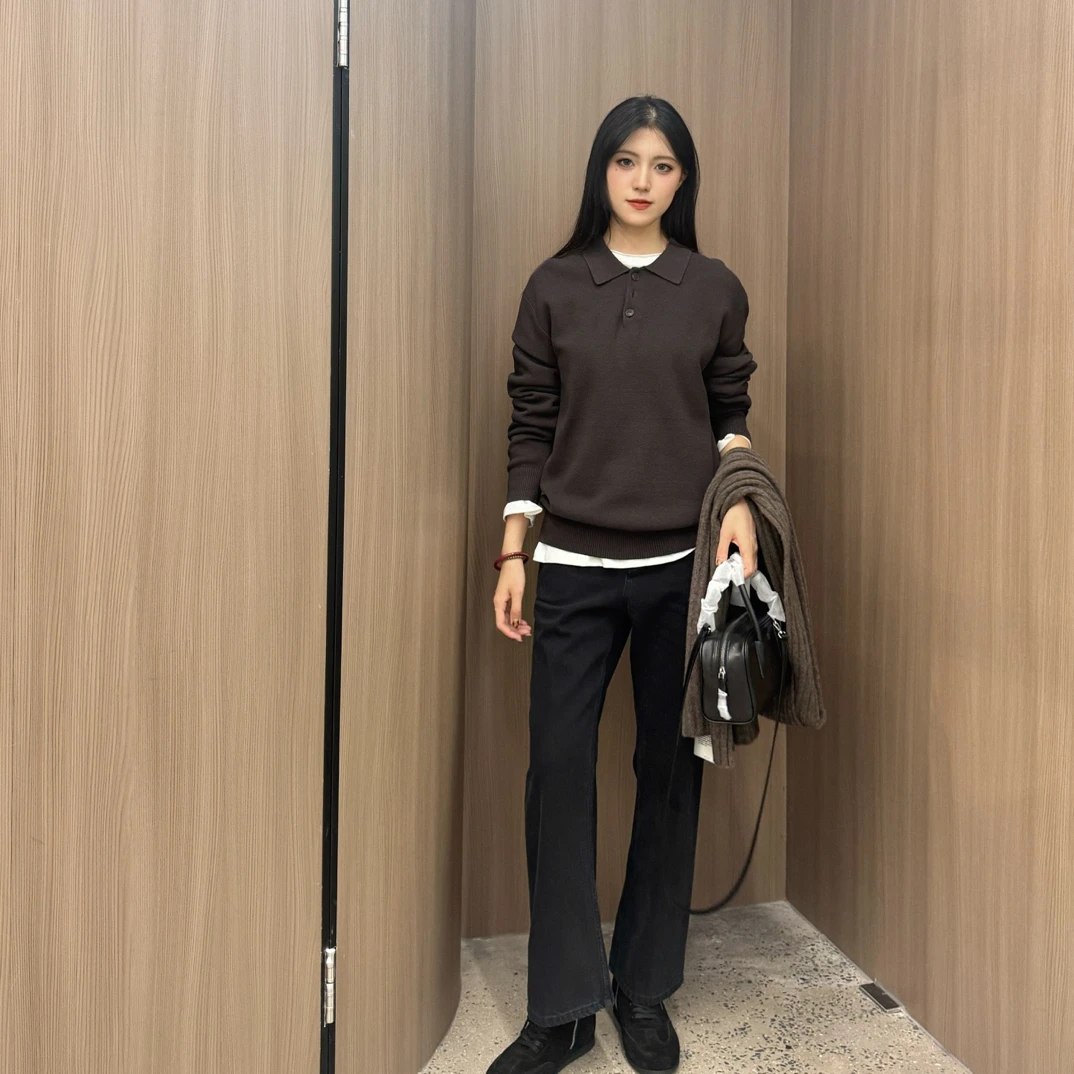 YP2025年冬季时髦松弛棉质中腰微喇廓形牛仔裤九分裤女3011