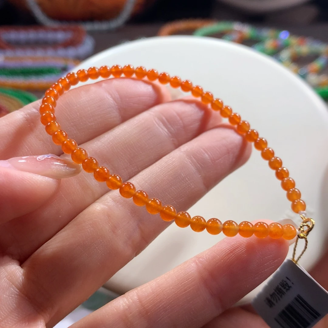 翡翠未镶嵌手链冰润元气橙卡3.5