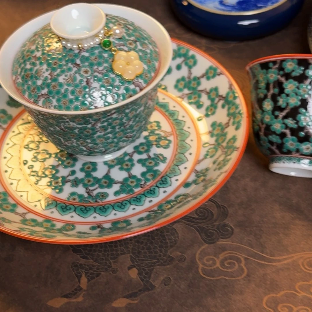 E***鞋纯手工手绘陶瓷茶具三件套