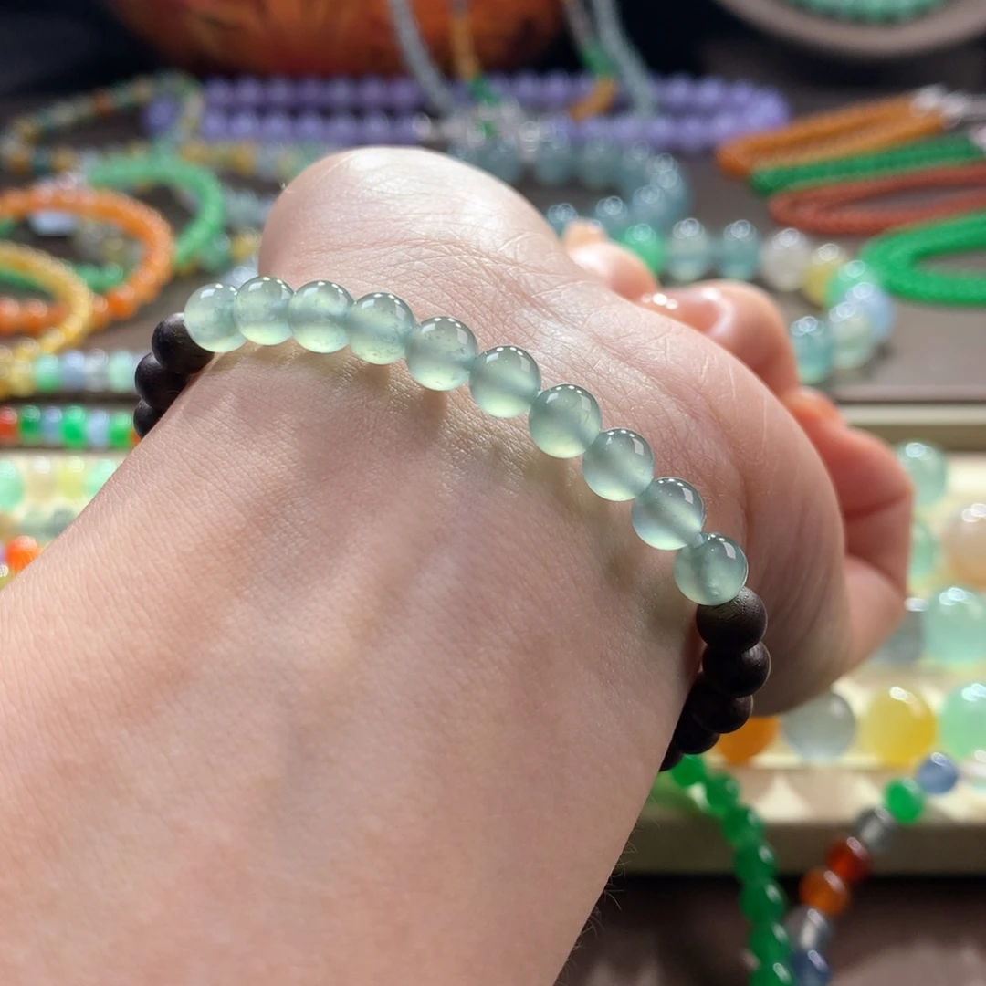 未镶嵌手链翡翠冰晴水半串卡6