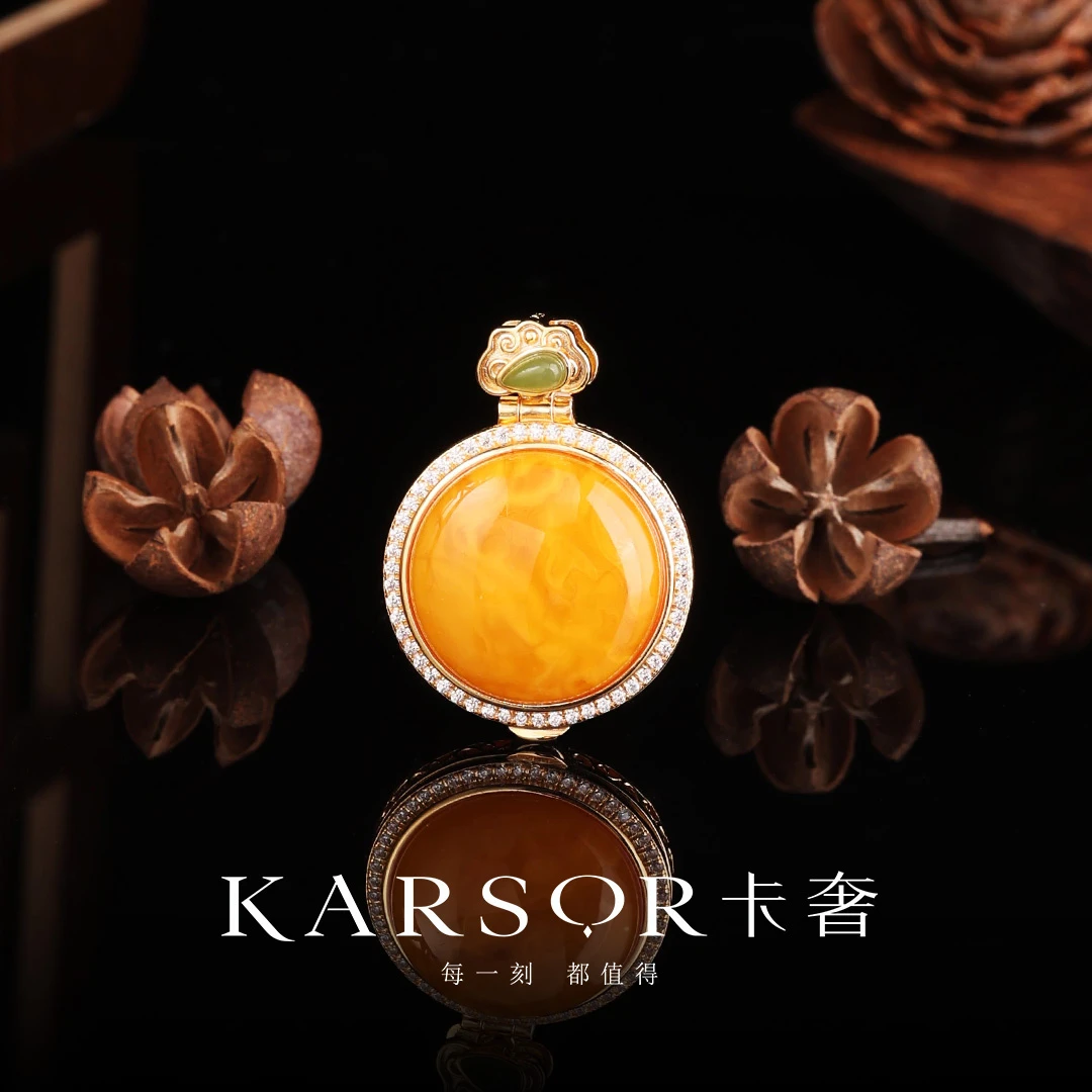 KARSOR/卡奢S925银镀金 老蜜蜡 项链 X3664