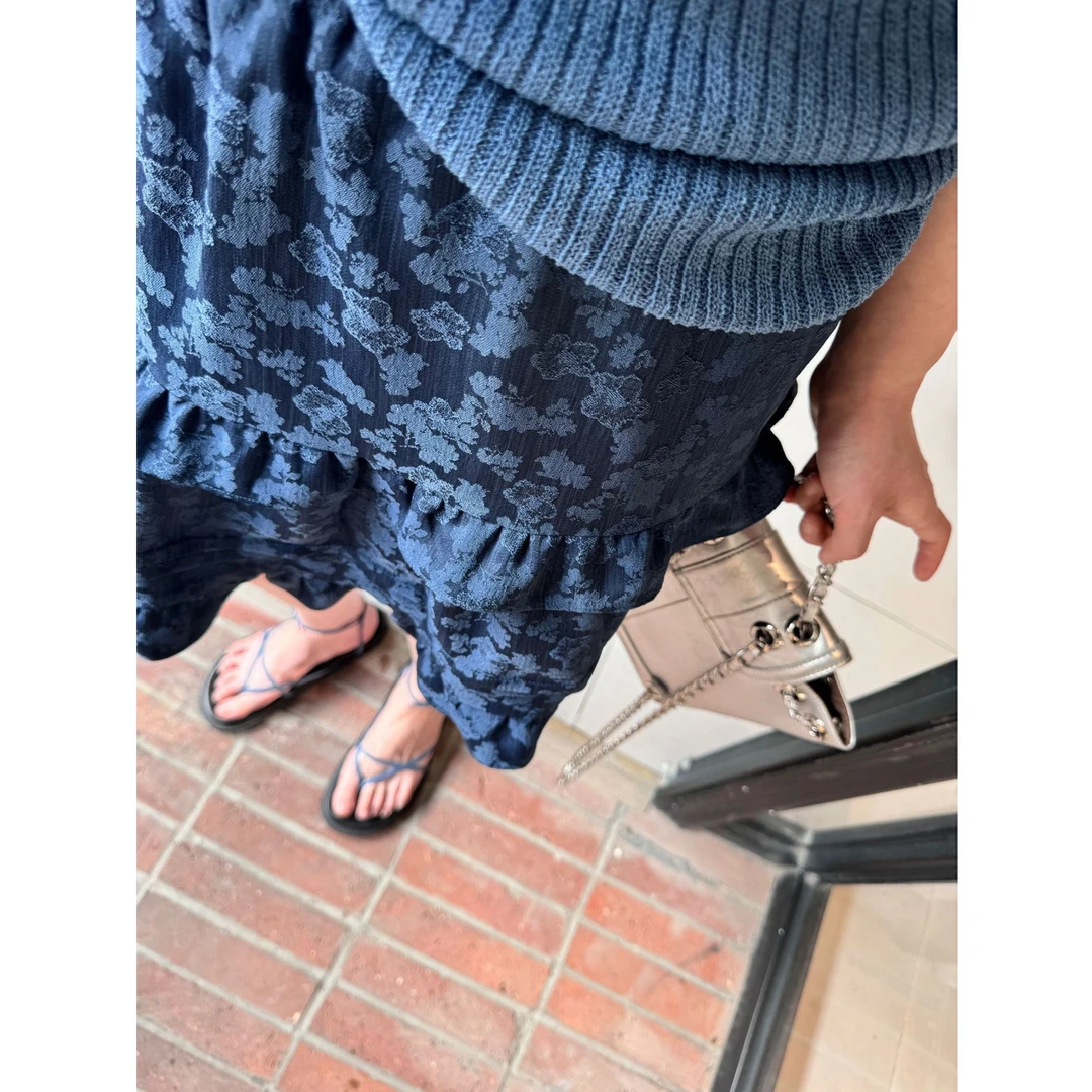 晶咕【奥汀玫瑰】全松紧高腰多层荷叶边A字半身裙百搭时尚