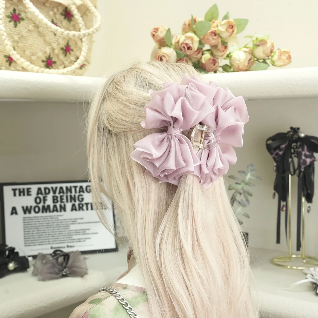 【抓夹36】13公分 韩粉双层蝴蝶结蓬松后脑勺在逃公主抓夹