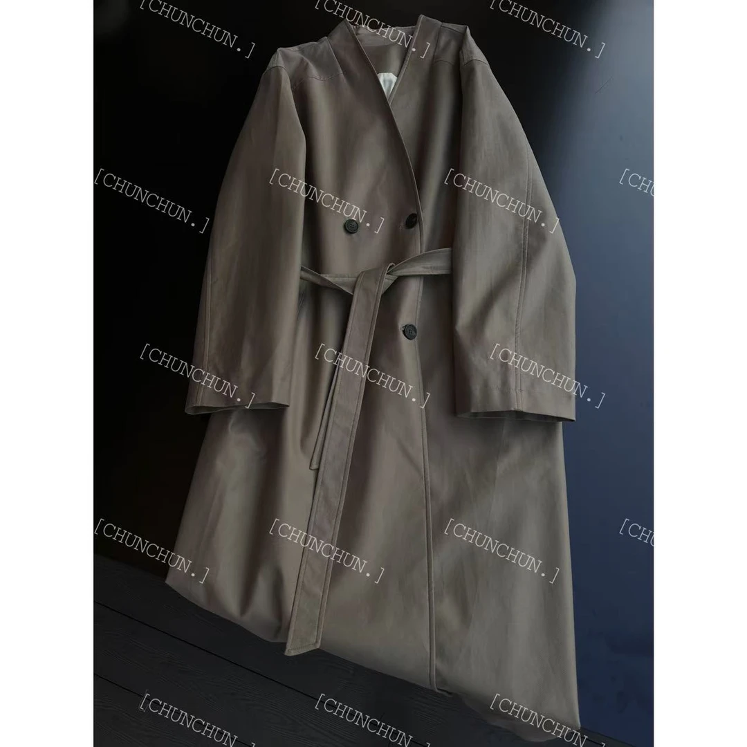 【纯纯女装】SEER CHUN高品质极简V领气质长款风衣 51018