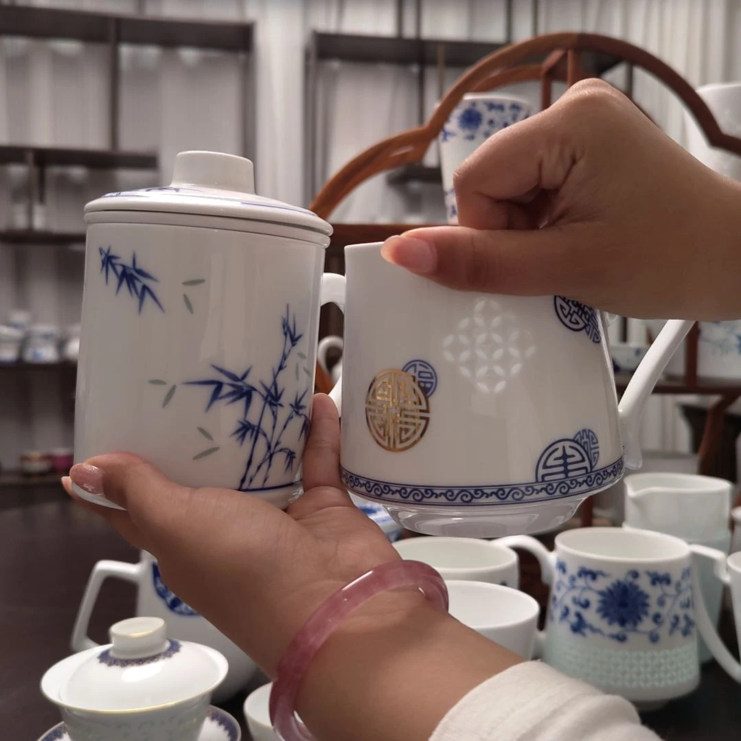 瓷节节高升加福寿双全茶漏杯各一套