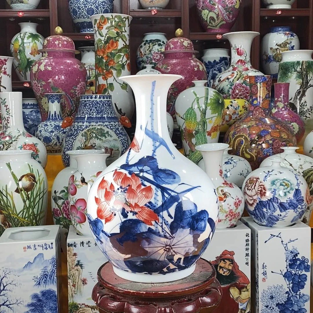 天***健陶摆件景德镇陶瓷赏瓶