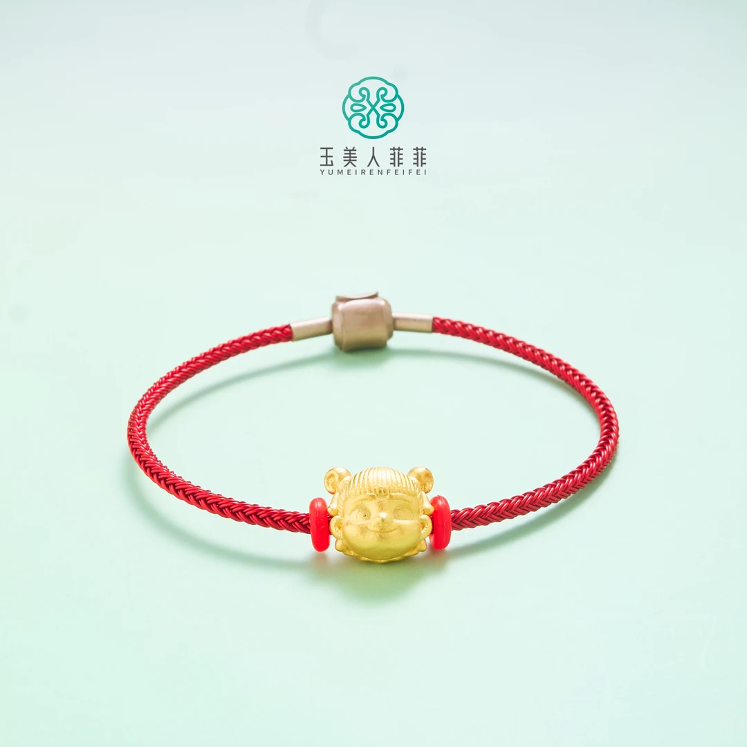 足银手链 石惑珠宝#足银哪吒头手绳约11*12mm