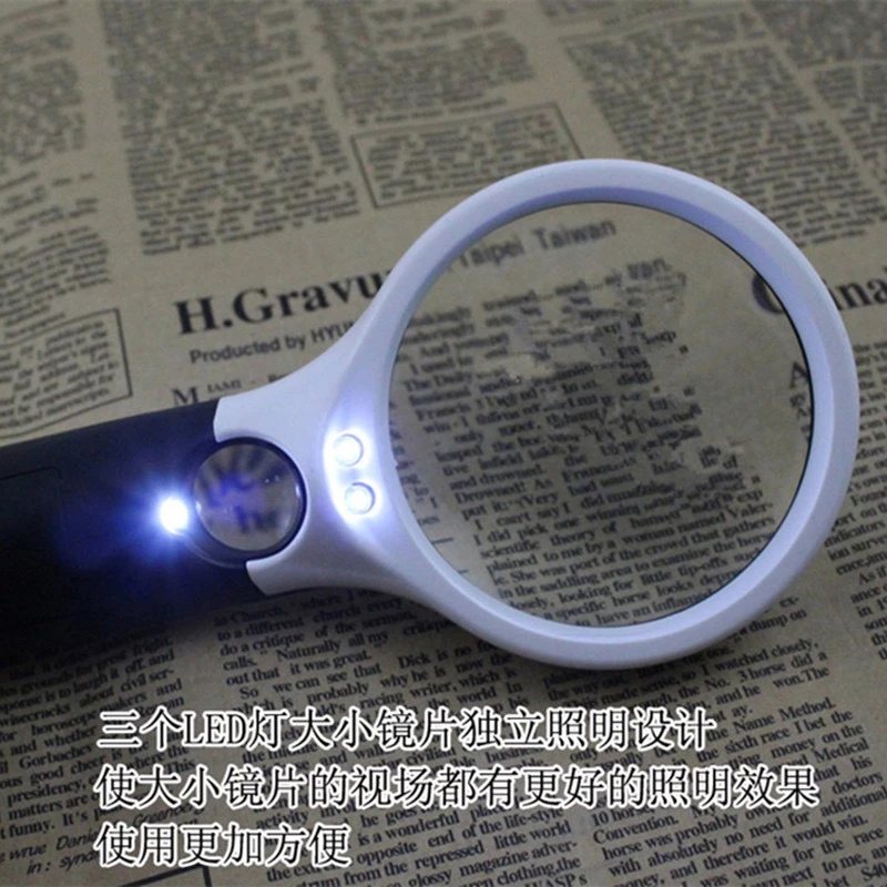 手持放大镜带LED灯0545