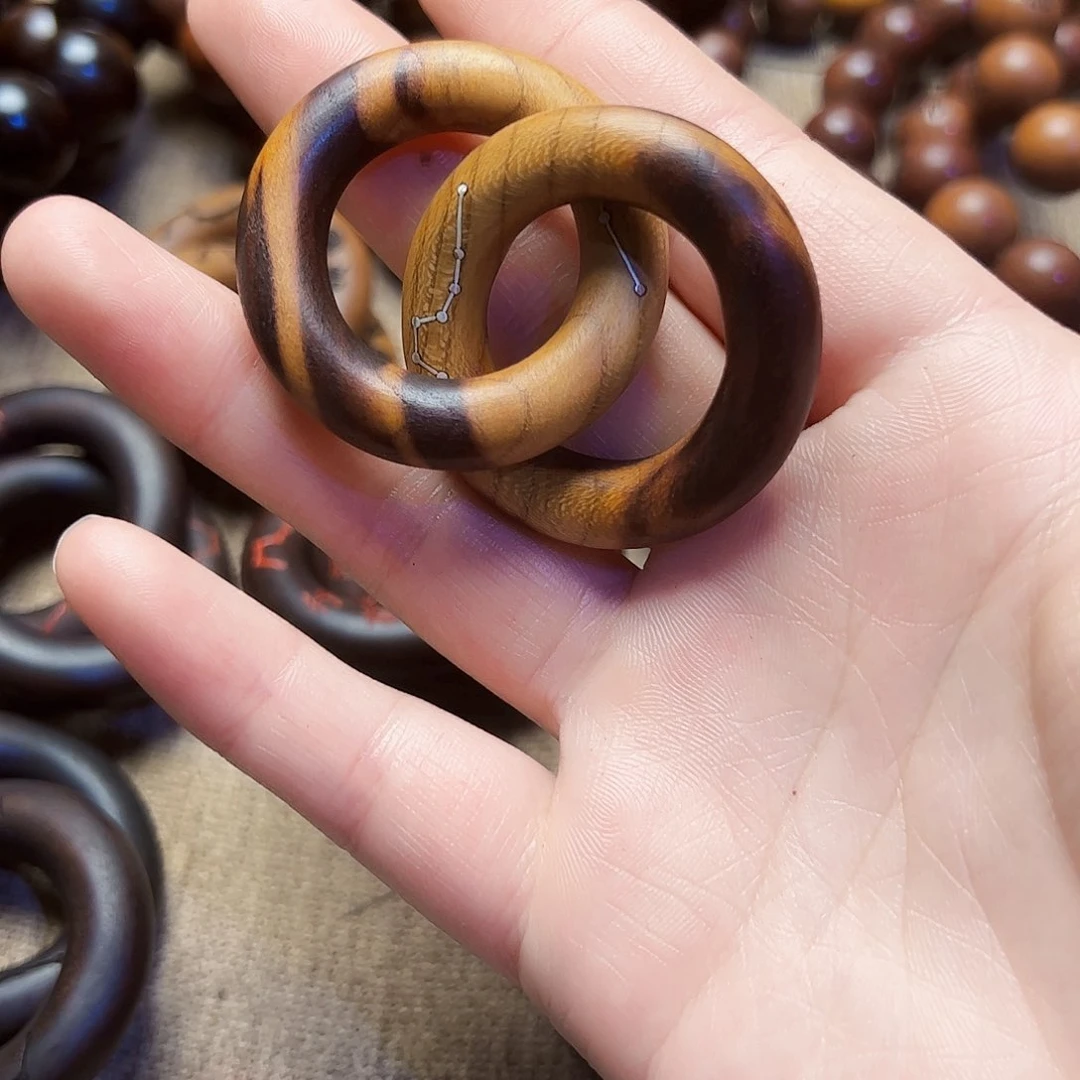 枣木雷文桃木镶嵌银迷你