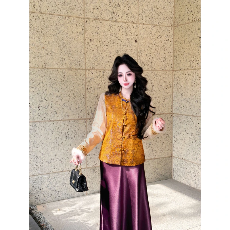 「金缕华章」早春新中式重工提花提花设计感高级贵妇马甲