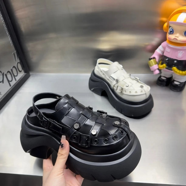 高跟罗马风女包头时装凉鞋编织洞洞鞋时尚透气百搭