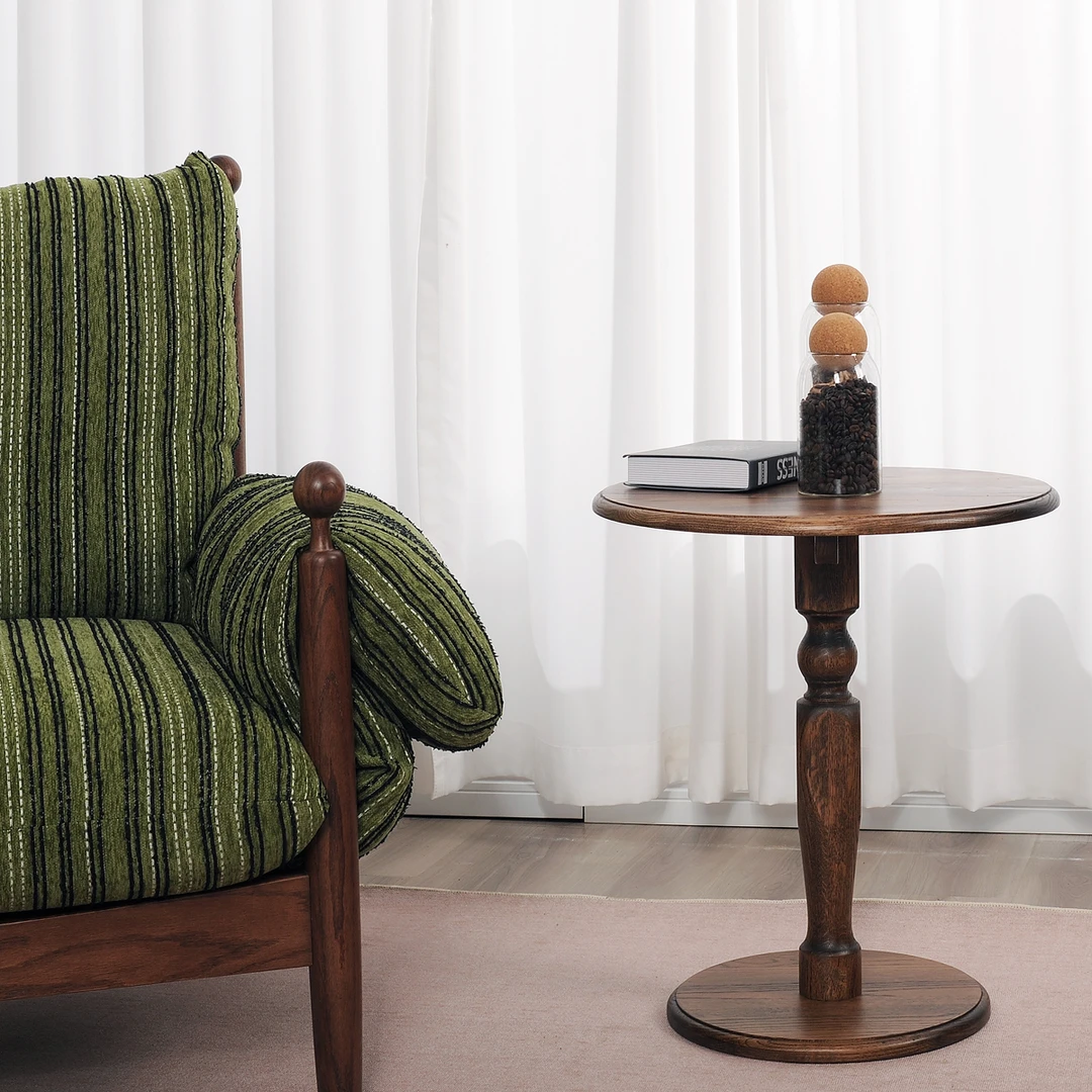 K568美式轻奢复古圆形极简边几