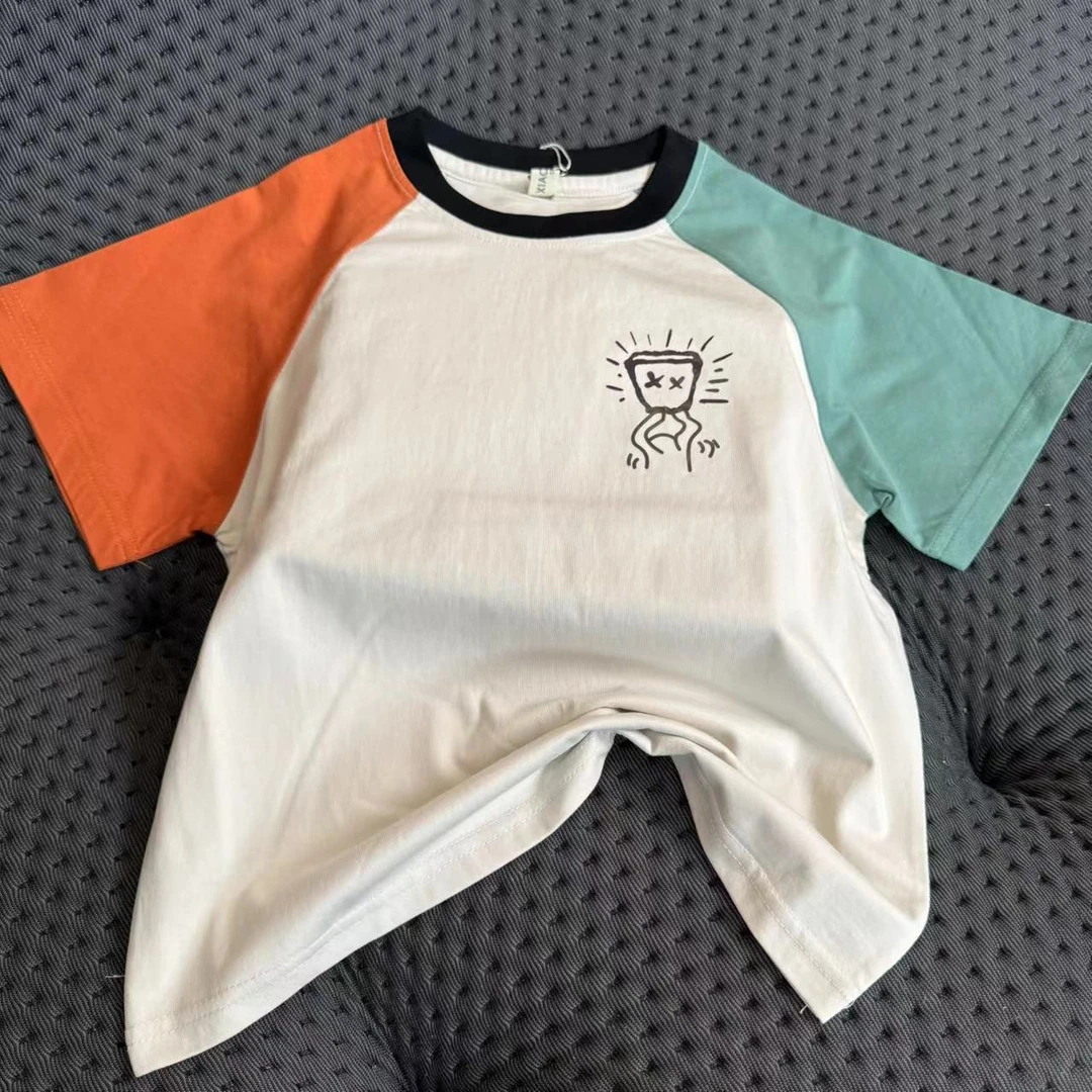 T415男童女童夏季A类棉新款潮童卡通中小大童短袖