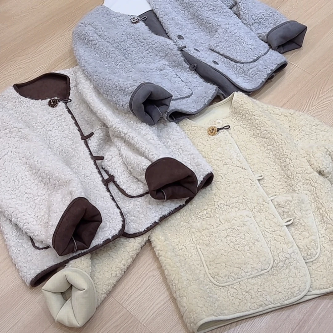 363唯阁韩系三扣圈花扣双面大衣2025秋冬新款大衣