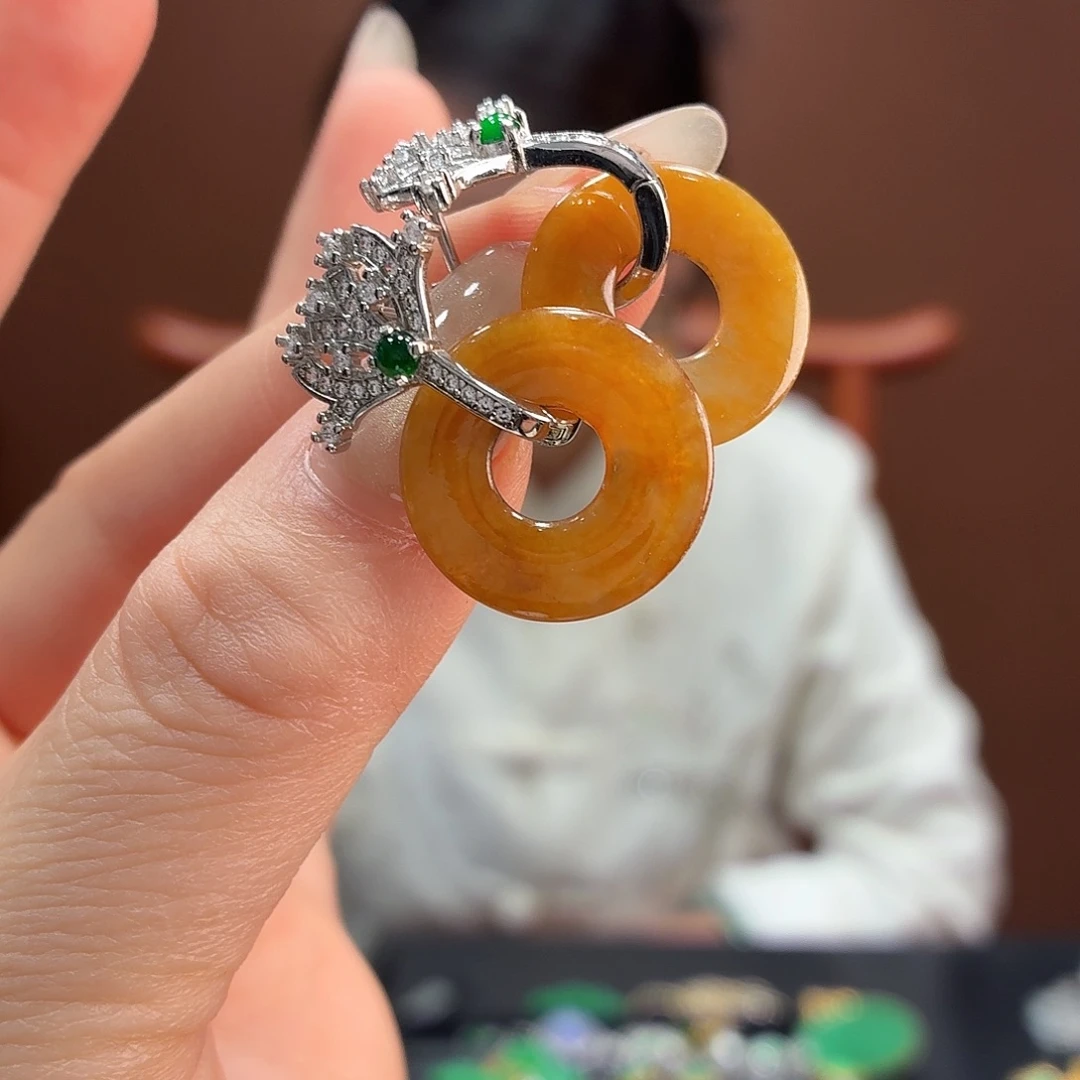 翡翠银S925镶嵌耳饰