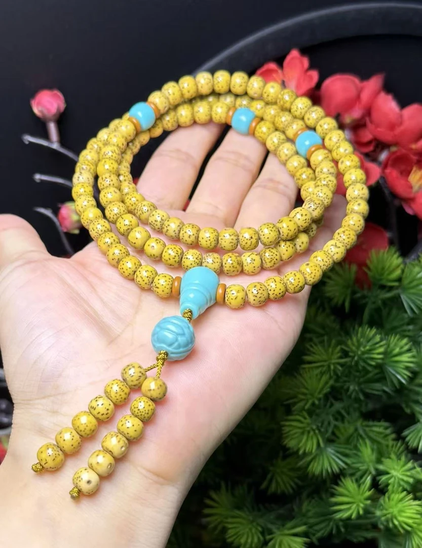 海南星月菩提原生态 老型桶珠108颗月朗星稀留白【尺寸约7*6】