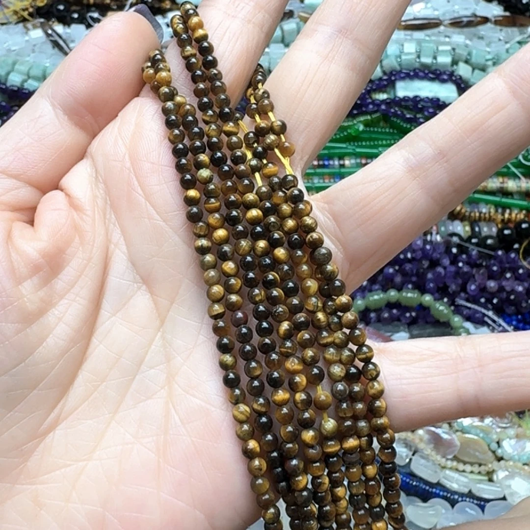 玛瑙/玉髓未镶嵌珠宝半成品2条3m虎眼隔珠