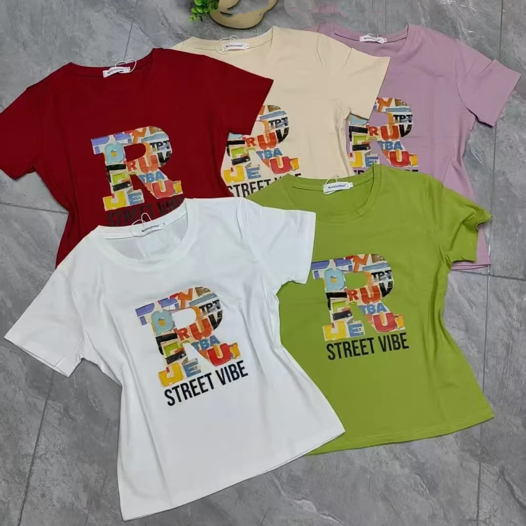 时尚潮流百搭休闲上衣短袖印花圆领T恤508