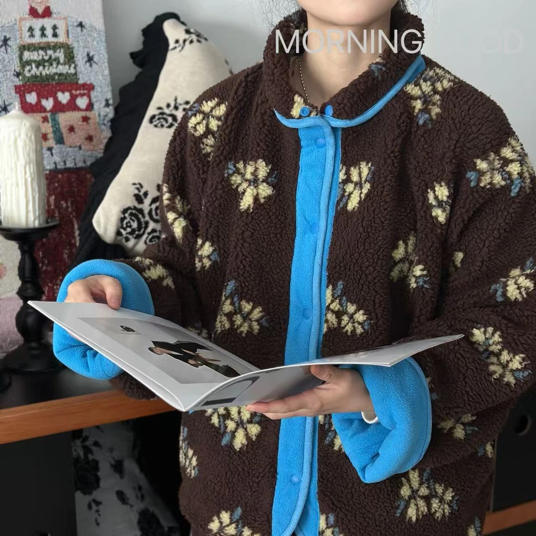 【MORNING GOOD】韩客定制花色保暖双面绒防风氛围感印花家居服套装
