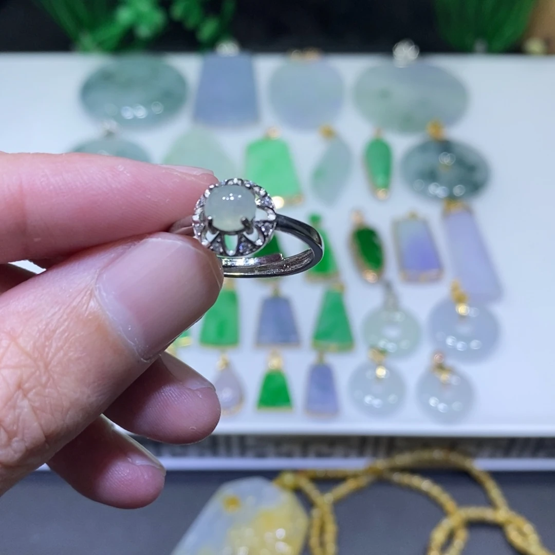 翡翠银S925镶嵌吊坠(不含链)