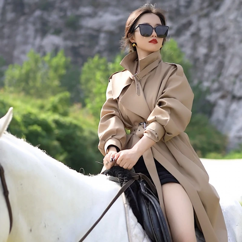 风衣女中长款收腰绑带大衣春秋季新款外套22167