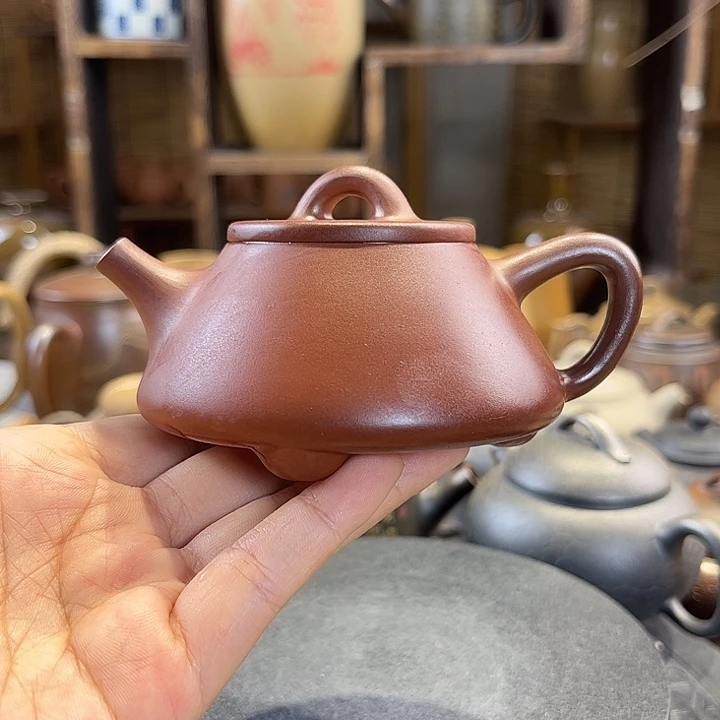 壶建水紫陶小石瓢素壶