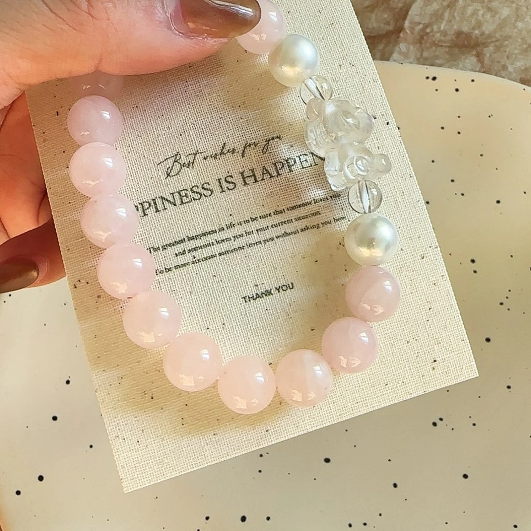 手串水晶未镶嵌粉水晶小熊