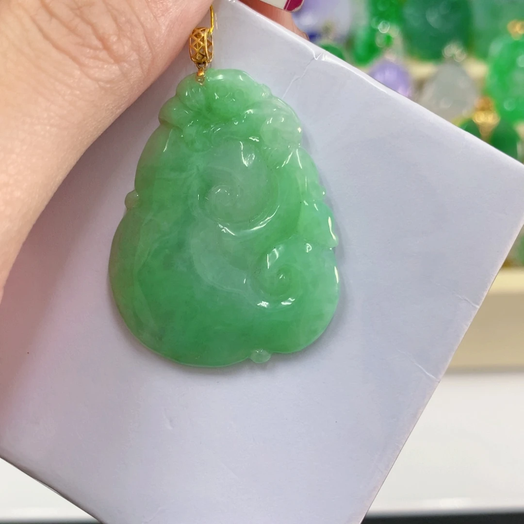 吊坠(不含链)18K金镶嵌翡翠