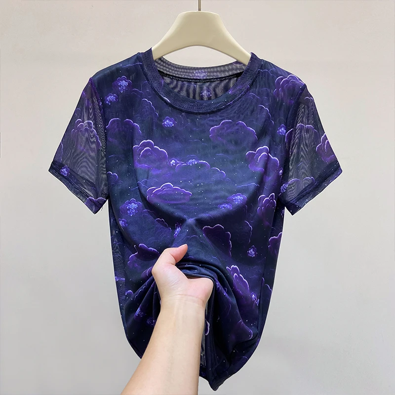 2223#高贵上档次小衫2025新款潮流气质时尚显瘦网纱打底衫上衣