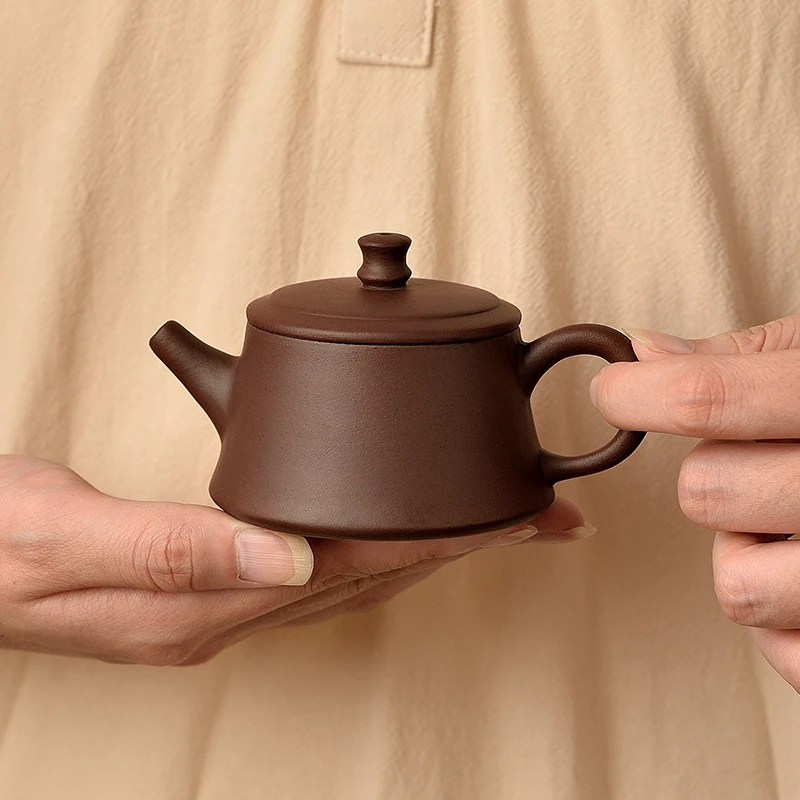 小号潮州手工手拉朱泥茶壶紫砂壶西施壶汉瓦德钟明炉开运壶可断水