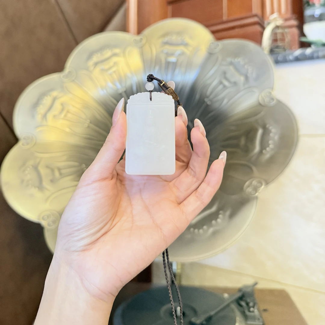 和田玉羊脂白玉大无事牌