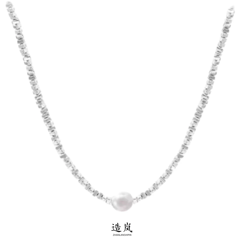 铜合金项链 碎银几两珍珠项链女细款碎银子时尚波光粼粼轻奢细闪