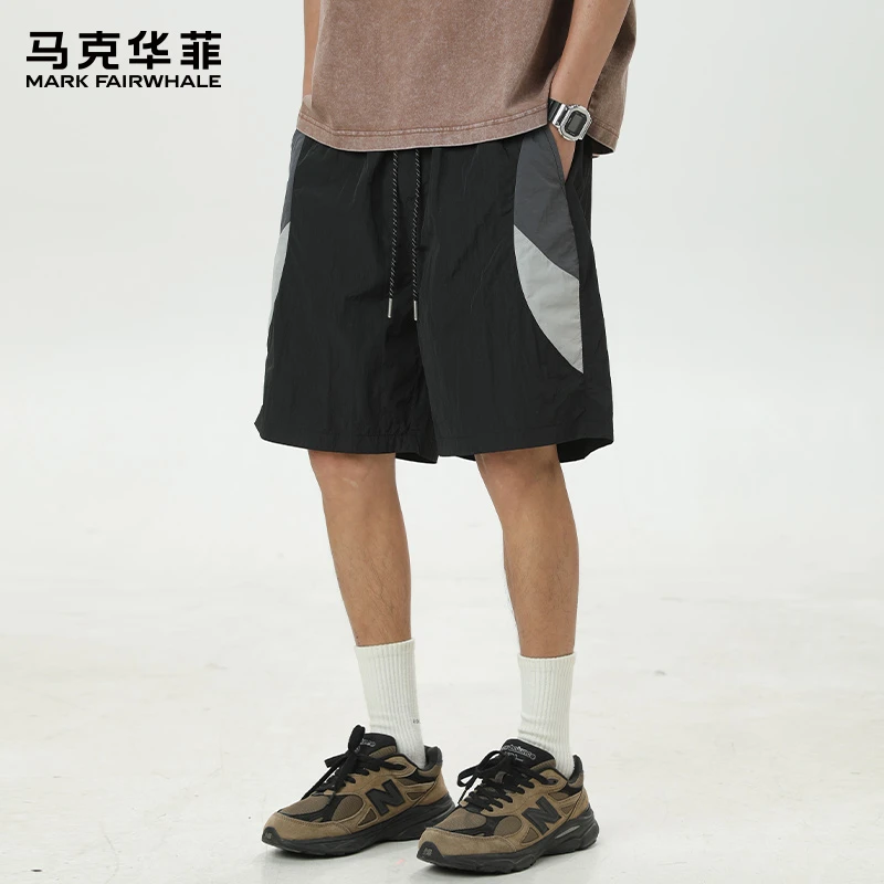 马克华菲冰丝凉感休闲短裤男士夏季薄款宽松潮牌速干运动五分裤子