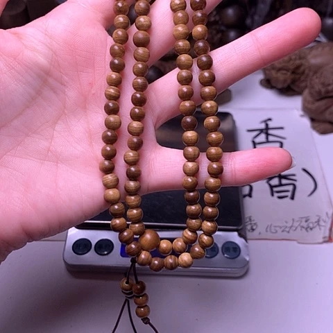 檀香木手串/手链檀香黑肉0.6/108横纹虎皮沉微瑕