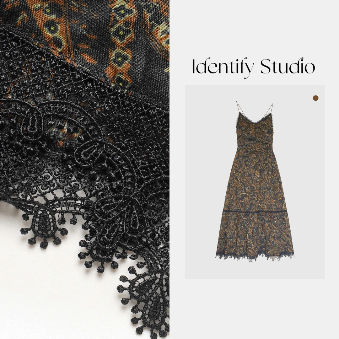 IDENTIFY"花如意"春夏新款碎花包边拼接设计感苎麻吊带连衣裙25SS