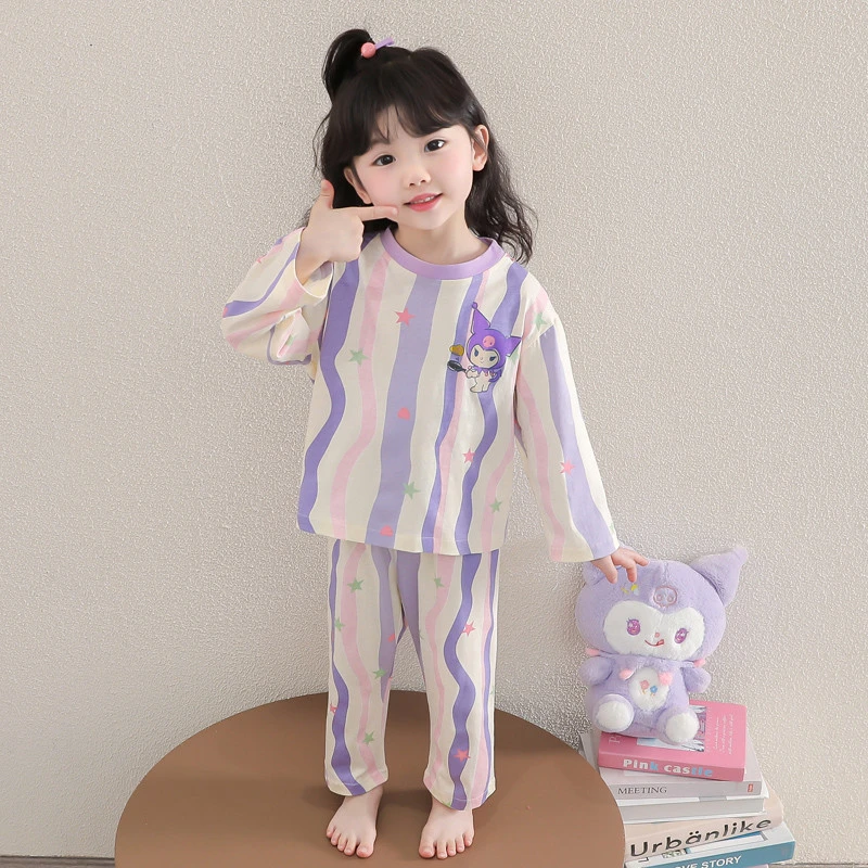 女童睡衣纯棉春秋款2025新款小公主长袖套装宝宝库洛米儿童家居服