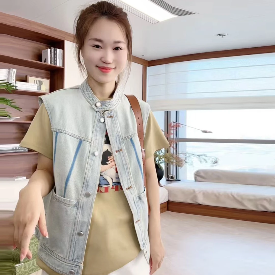 zhang&bai25&SS牛仔篇章 |【海盐墨水】立领牛仔马夹清新减龄百搭