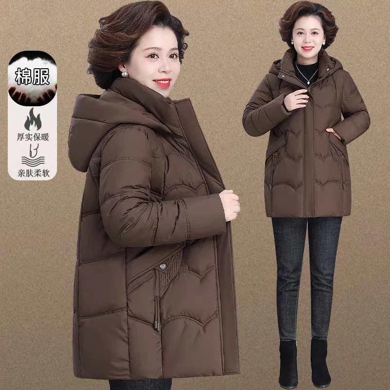加厚妈妈羽绒棉服2025新款中年妇女洋气外套50多岁老年人女款棉袄