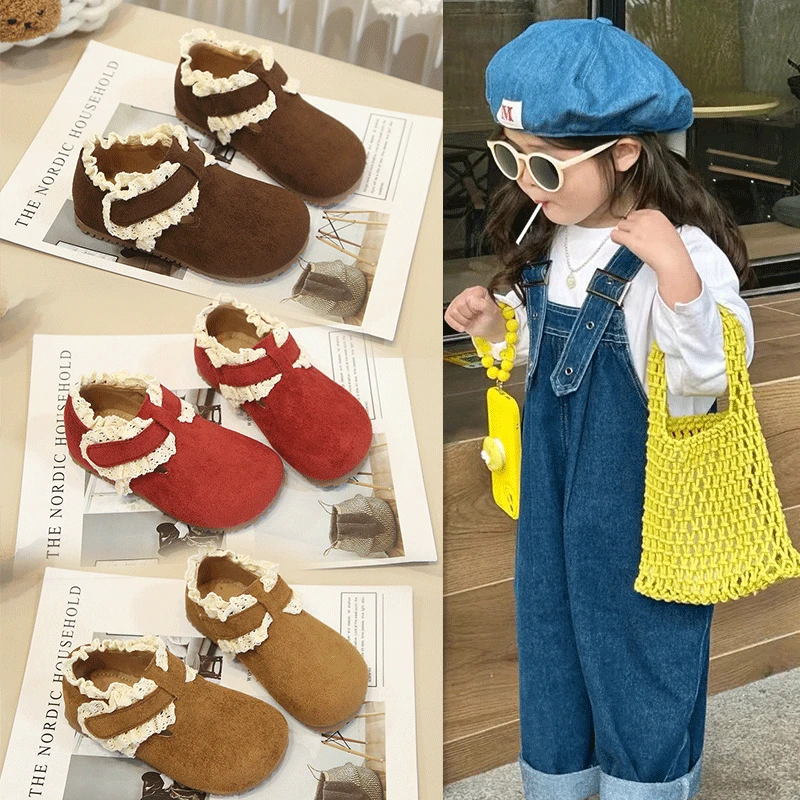 儿童单鞋女童皮鞋2025秋季新款英伦风小女孩勃肯鞋软底宝宝豆豆鞋