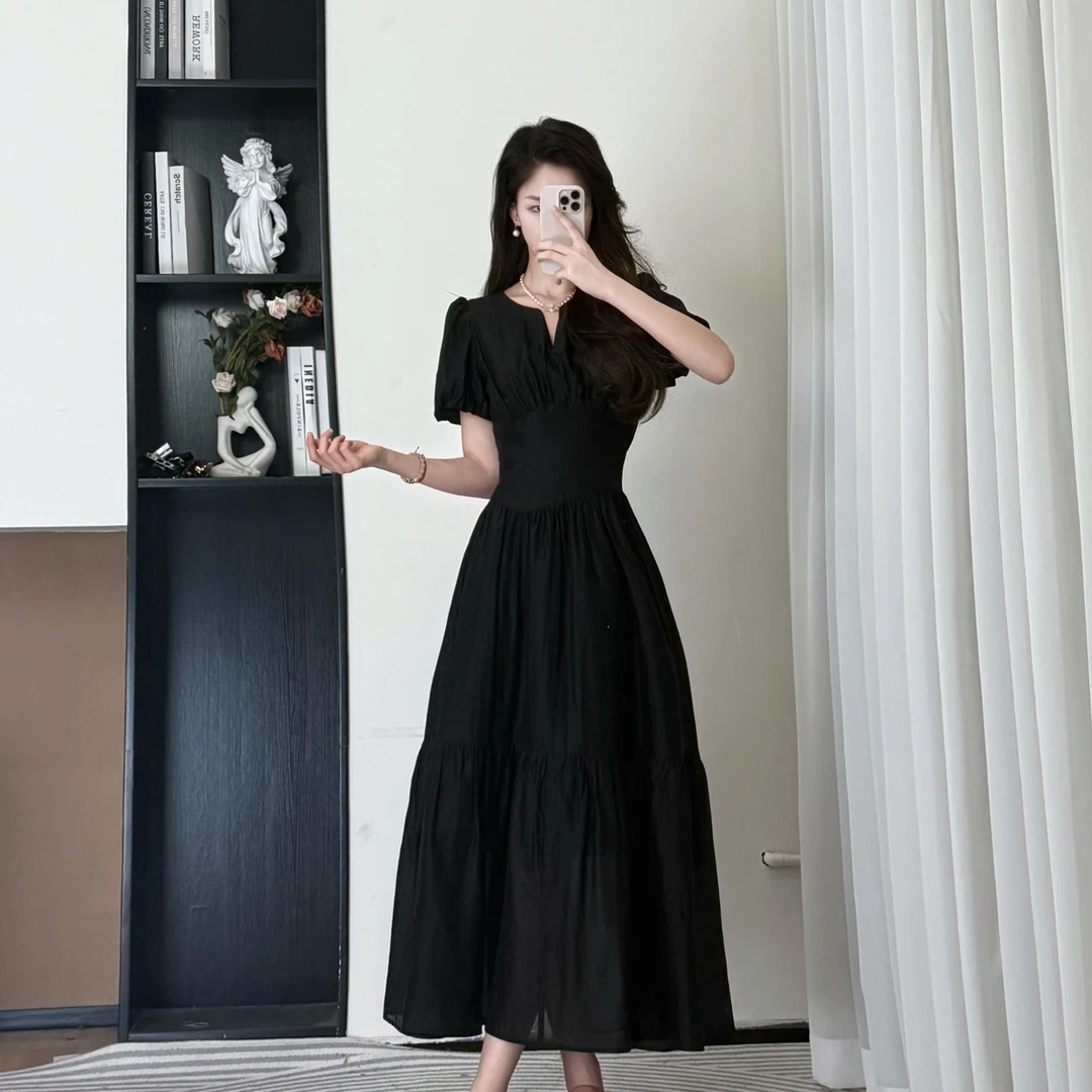 拉夏贝尔25夏季新气质洋气衣服女显瘦赫本风连衣裙裙子 10376 LSC