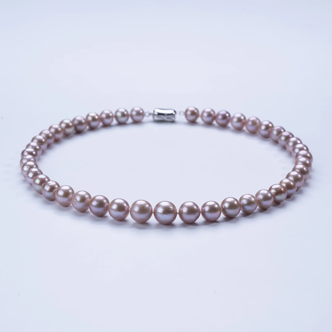 爱迪生淡水珍珠S925银扣头紫珠项链9-13mm【棋棋专属】
