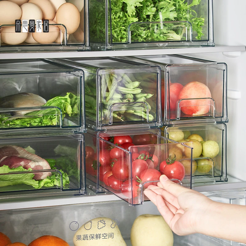 朵思曼冰箱收纳盒厨房食品抽屉收纳食品级食物冷冻整理盒抽屉式