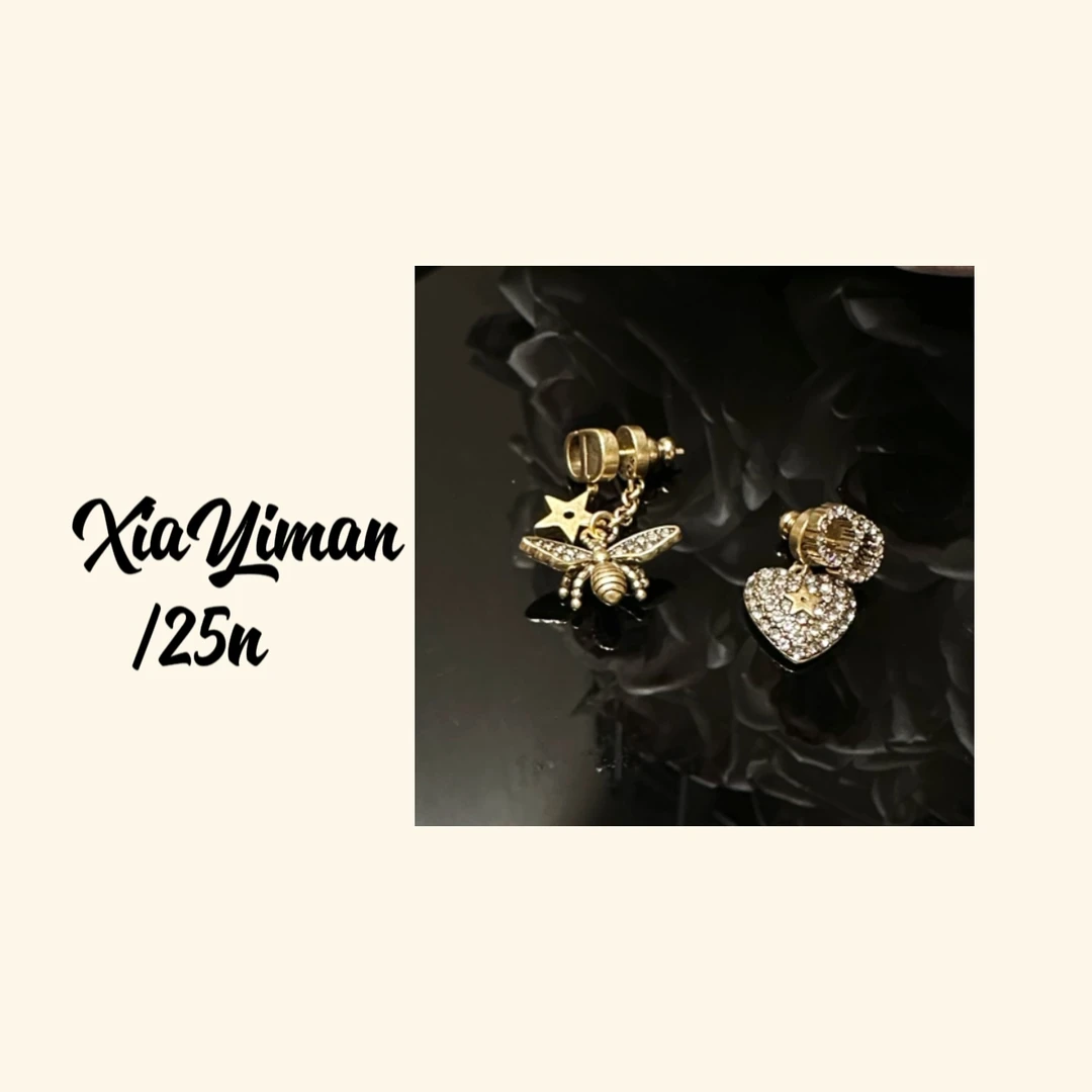 铜合金合成锆石耳饰 古铜色蜜蜂ab款耳钉MZ3143