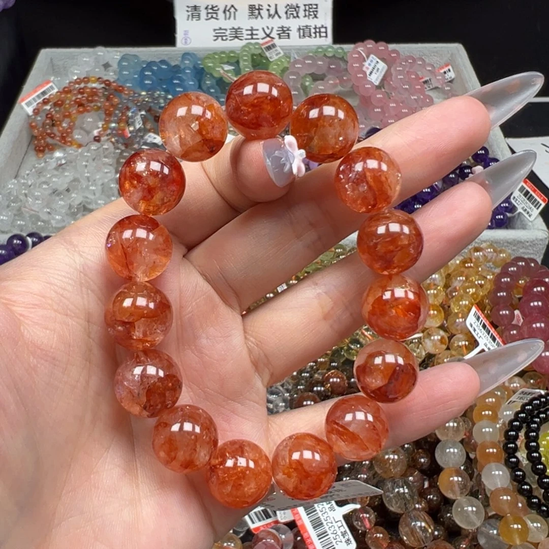 未镶嵌手链水晶卡13冰透红花胶30